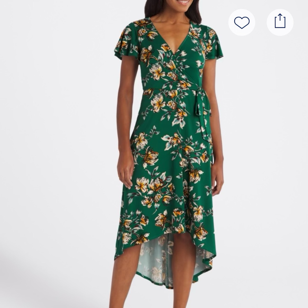 Fortune + Ivy, Irene Faux Wrap Brushed Knit Hi Low Maxi Dress - Picture 4 of 4